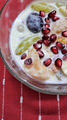 Fruit salad with cream 