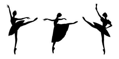 バレエを踊るバレエダンサーのシルエット アラベスク