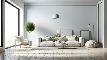 Minimalist Zen Corner - Serene Indoor Plant Setup Digital Art for Modern Home Decor