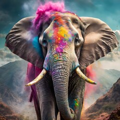 Elefante colorido - obrazy, fototapety, plakaty