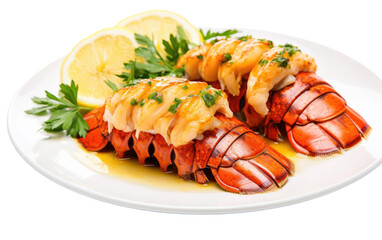Lobster Tails With Cilantro Butter Isolated on Transparent background.