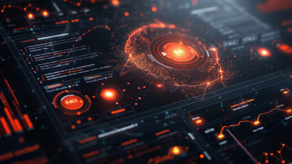 Futuristic Interface with Holographic Data Visualization