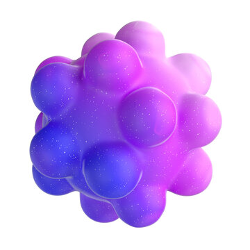 3D rendering of geometric shape with pink gradient. Colorful quirky molecule object, cute prickles sphere