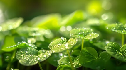 water drop on gotu kola, Asiatic pennywort, centella asiatica, ayurveda herbal medicine. green plant banner.