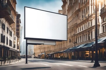  blank white billboard on city street