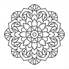 simple and easy floral mandala design for coloring book page and yoga logo, neat and clean lines
