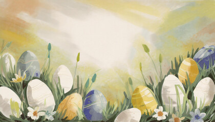 Illustrative Easter Background with Copy Space - 761534272