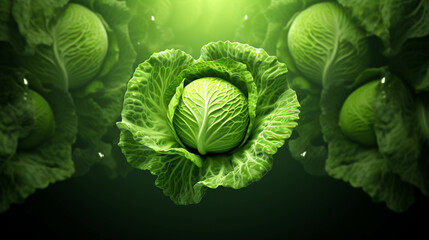 cabbage 3d Advertisement Banner  Generative AI.