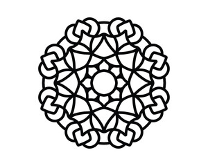 simple mandala art , black colored mandala art on white background