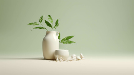 Plant-based Milk 3d Advertisement Banner  Generative AI.