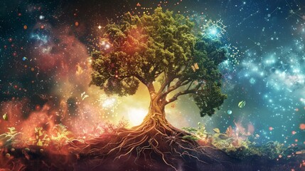 Cosmic Tree of Life with Medicinal Plants and Spirituality
