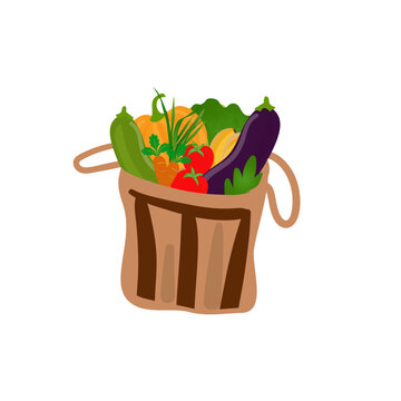 vegetables in brown bag