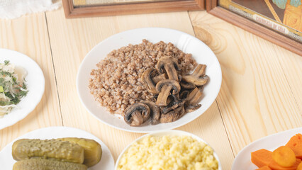 Holy Week, End, Palm Sunday, Good Friday, Easter Sunday Concept. Orthodox food in Great Christian...