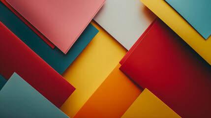 Overlapping colorful cards/paper sheets background. Shapes & patterns.