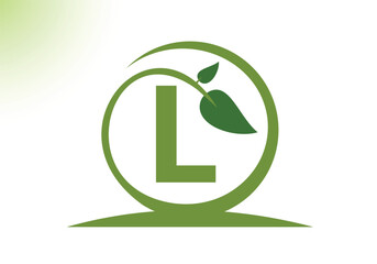 Letter L Leaf Logo Design Vector letter template. With Leaf Symbol, Vector Illustration.