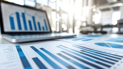 An image of stock market chart on laptop concept