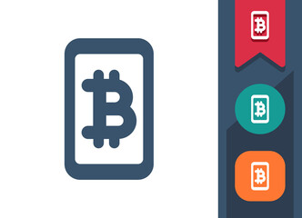 Smartphone Icon. Mobile Phone, Telephone, Money, Mobile Banking, Bitcoin, Cryptocurrency