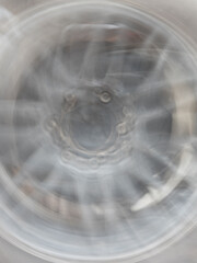 The motion blurred image of the vehicle wheel - 761540861