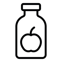 black vector apple juice icon on white background