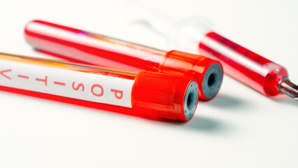Positive doping test, close-up on white background