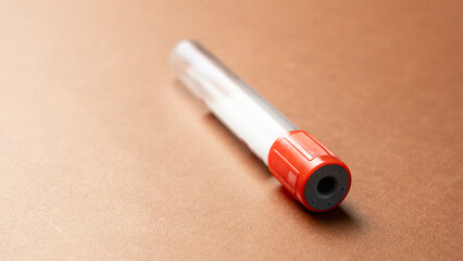 Empty Vacuum Blood Test Tube, close-up.