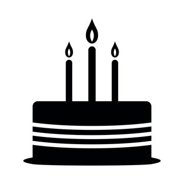 vector birthday cake icon on white background