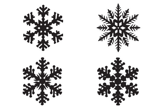 snowflake winter black silhouette on white background