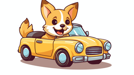 Fototapeta premium Cute Dog with car