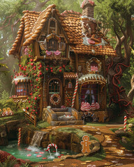 A candy maker's cottage in an enchanted glade
