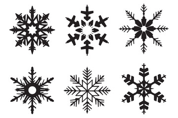 snowflake winter black silhouette on white background