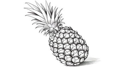 illustration of pineapple in black and white