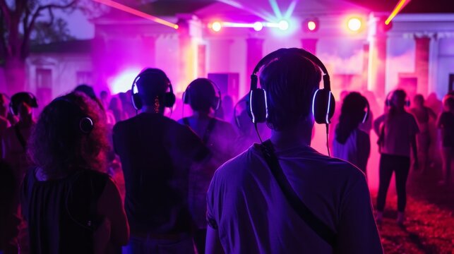 Silent Disco Event with Vivid Neon Lights
