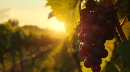 Fototapeten Black grape on vineyards background © ArtBox