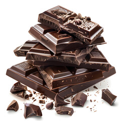 chocolate pieces on white