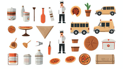 Equipment and icons that can be used in pizzeria