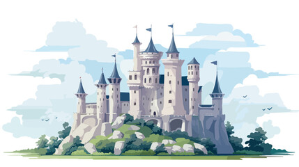 Fantasy castle of gray color - obrazy, fototapety, plakaty