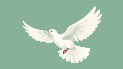 Flying white pigeon