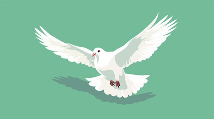 Flying white pigeon