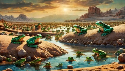 Exodus. The Plague of Frogs in Egypt. God's Second Plague on Egypt. Bible.  
