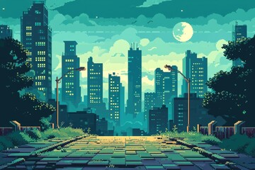 Pixel Art Background For Game - obrazy, fototapety, plakaty