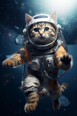 Fototapeta na wymiar cat in a spacesuit in space Generative AI