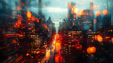 Foto op Plexiglas Twilight Glow Over Urban Thoroughfare © Nattawat