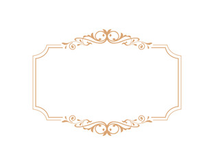 Thin gold beautiful decorative vintage frame for your design. Making menus, certificates, salons and boutiques. Gold frame on a dark background. Space for your text. Vector illustration.