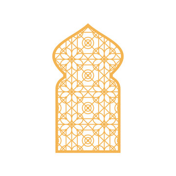 arabic ornamental windows. islamic arch, arabic ornamental traditional muslim vector illustration design. Decorative arabian window with arabesque ornamental patterns, islamic gate indian door.