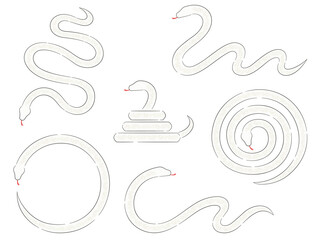 白蛇のイラストセット