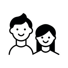 black vector couple icon on white background