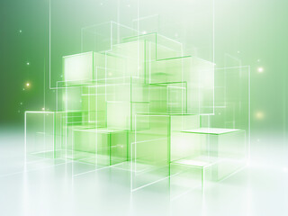 Obraz premium A minimalistic green cube image. AI Generation.