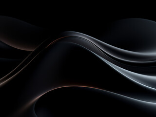 Intricate design of curves on black. AI Generation.
