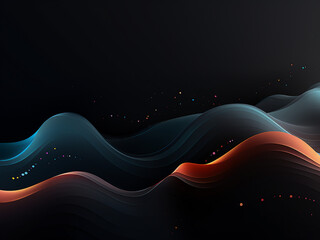 Geometric image with curves on a dark background. AI Generation.