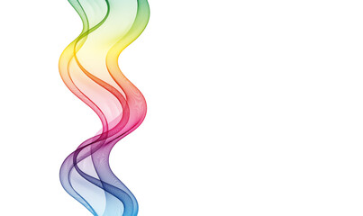 Vertical lines of transparent color wave on white background, rainbow wave, design element